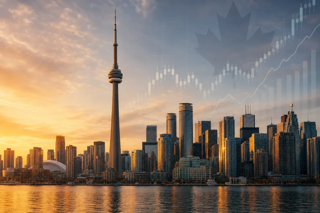 TSX market trends Canada stock market outlook 2026 Toronto skyline